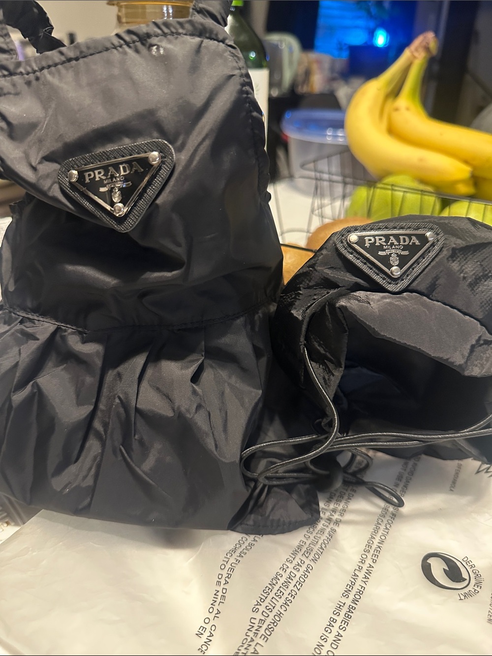 Prada Black Nylon Dog Harness and Hooded Accessory Set